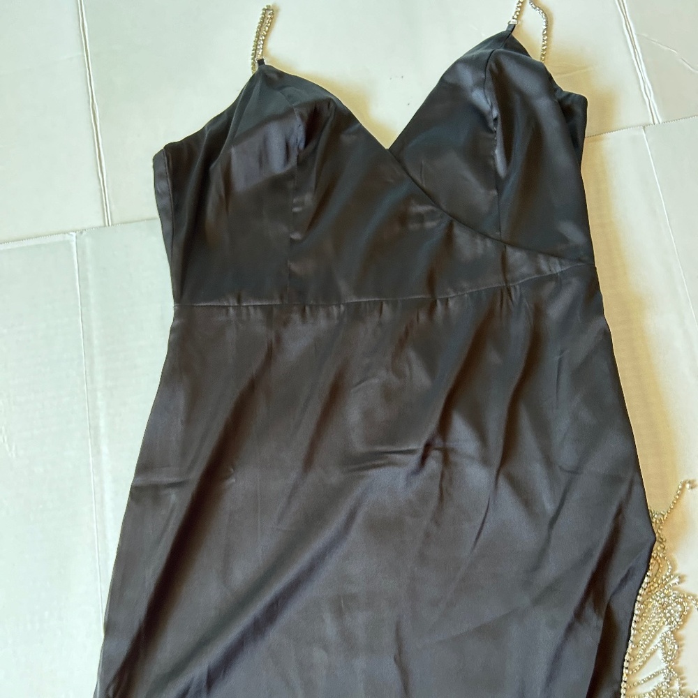 Better Be Black Rhinestone Fringe Dress,, Large